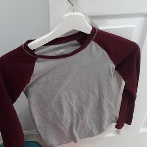 Girls gray and burgundy long sleeve tee